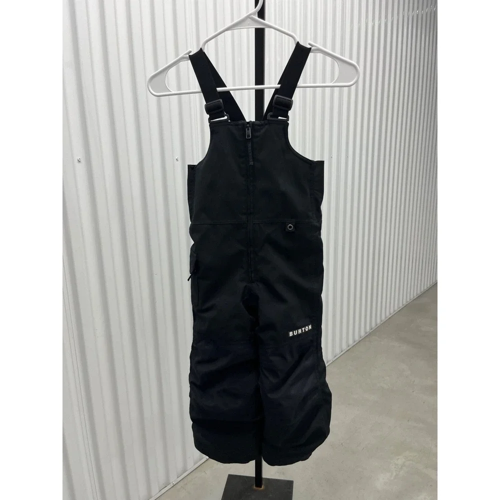 Burton Maven Bib Snow Pants Kids 4T Black Room-To-Grow Insulated Overalls 13052